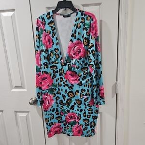 Shein Floral Leopard Print Dress
